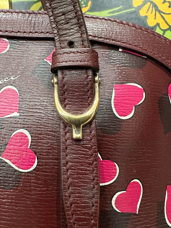 Gucci Heart Print Dome Satchel – Burgundy Leather Trim - Picture 11 of 15